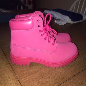 Pink work boots